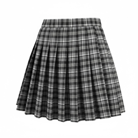 Cali1850 Dresses & Skirts - Plaid Pleated Mini Skirt in Black & Gray